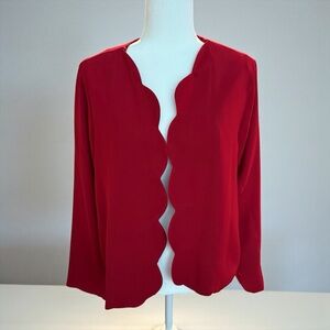 Worn once! ❤️ Red scalloped blazer jacket open front Size Large workwear